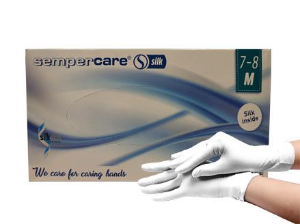 Рукавички медичні оглядові нітрилові Sempercare Silk нестерильні неприпудрені білого кольору.Розмір XS (5-6)